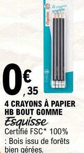Esquisse 4 CRAYONS A PAPIER HB BOUT GOMME