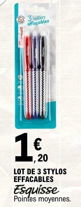 Esquisse LOT DE 3 STYLOS EFFACABLES