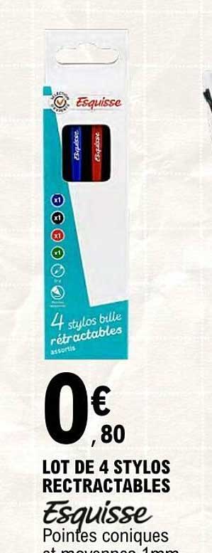 Esquisse LOT DE 4 STYLOS RECTRactables