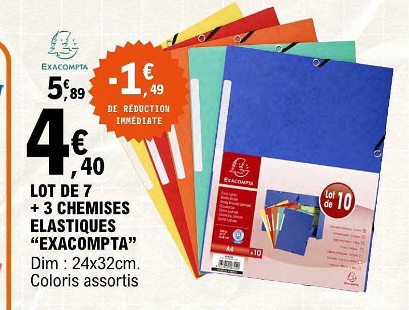 EXACOMPTA LOT DE 7 + 3 CHEMISES ELASTIQUES