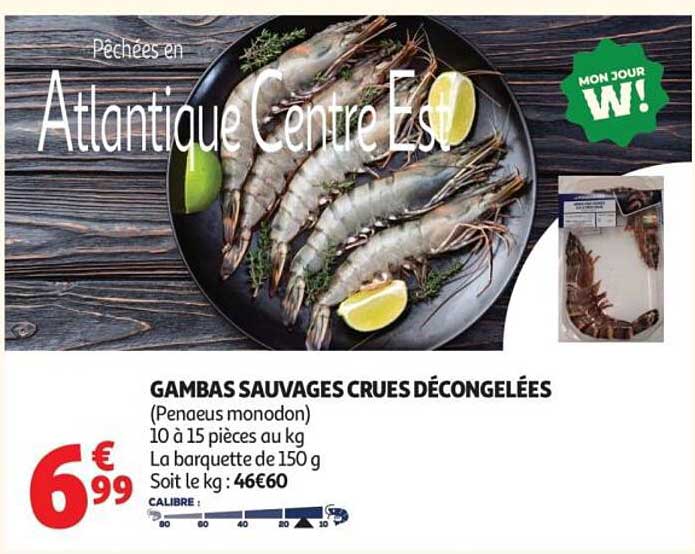 GAMBAS SAUVAGES CRUES DÉCONGELÉES