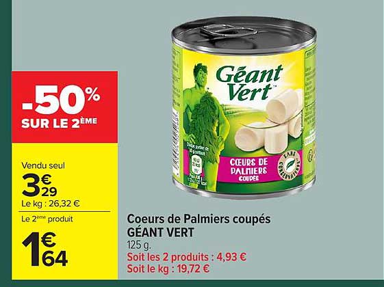Géant Vert Cœurs de Palmiers coupés