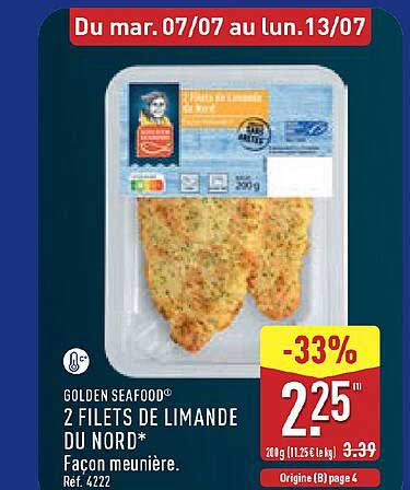 GOLDEN SEAFOOD 2 FILETS DE LIMANDE DU NORD