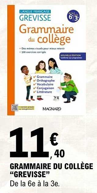 Grammaire du collège “Grevisse”