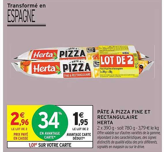 Herta PÂTE À PIZZA FINE ET RECTANGULAIRE