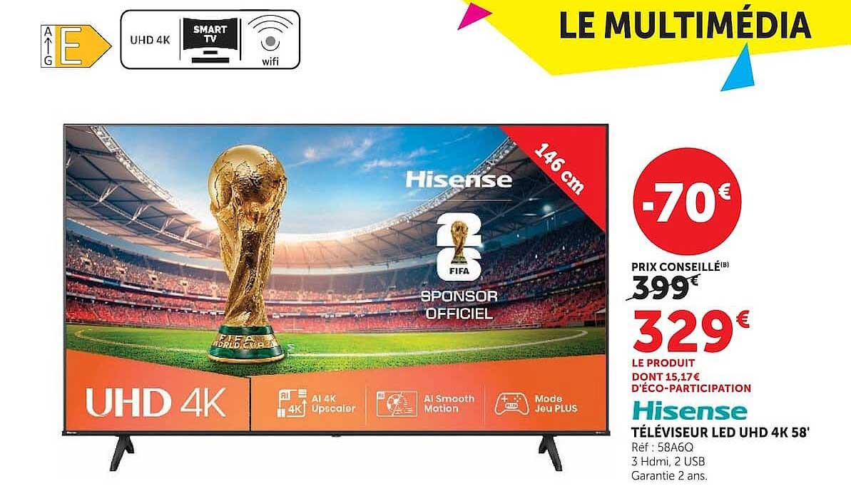 Hisense TÉLÉVISEUR LED UHD 4K 58