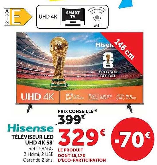 Hisense TÉLÉVISEUR LED UHD 4K 58