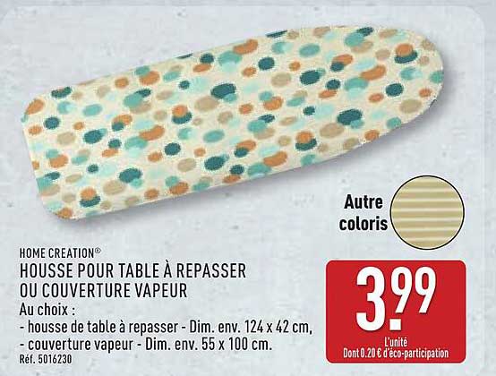 HOME CREATION HOUSSE POUR TABLE À REPASSER OU COUVERTURE VAPEUR