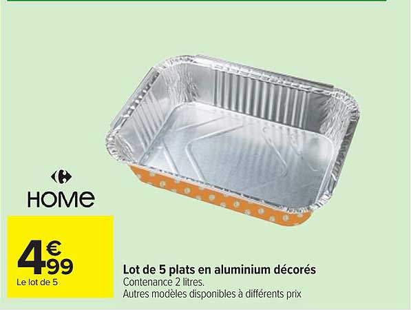 HOME Lot de 5 plats en aluminium décorés