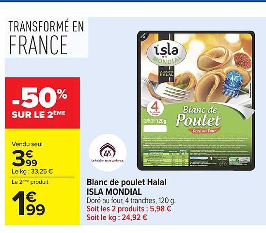 ISLA MONDIAL Blanc de Poulet Halal