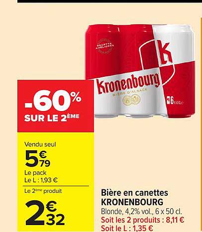 Kronenbourg Bière en canettes