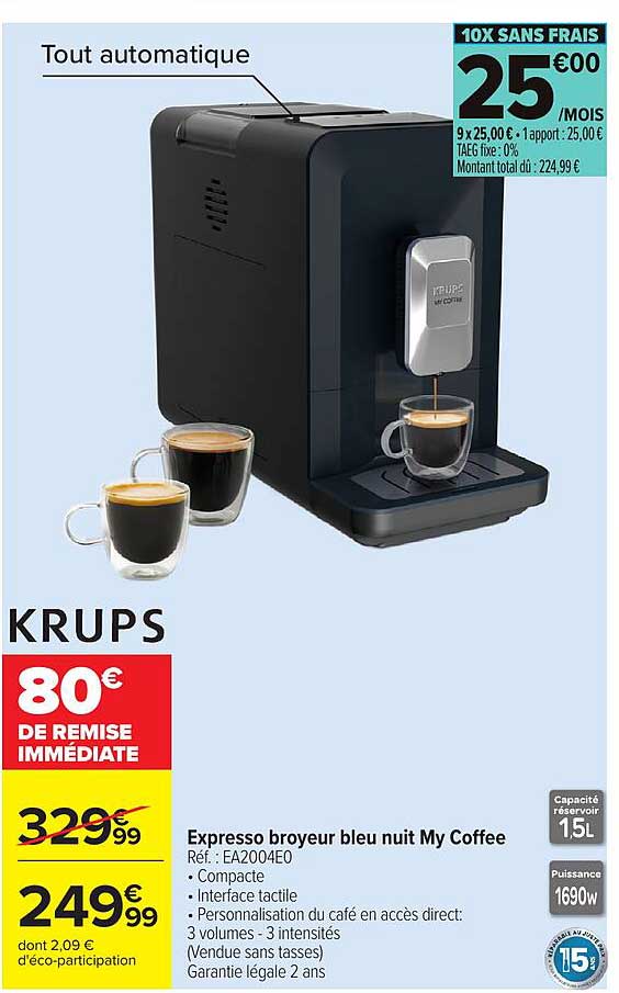 KRUPS Expresso broyeur bleu nuit My Coffee
