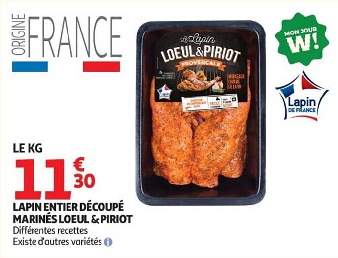 Lapin entier découpé marinés Loeul & Piriot