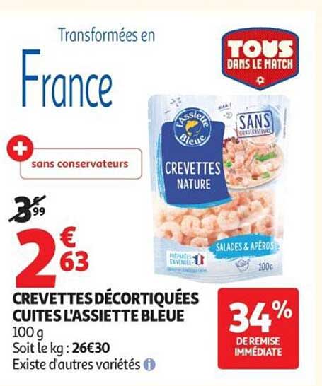 L'ASSIETTE BLEUE CREVETTES NATURE