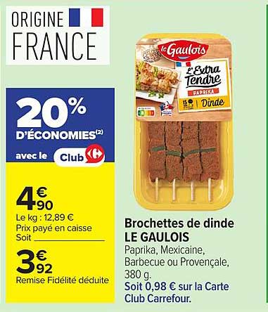 LE GAULOIS Brochettes de dinde