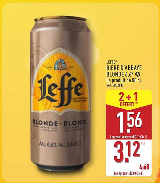 LEFFE BIERE D'ABBAYE BLONDE 6,6°