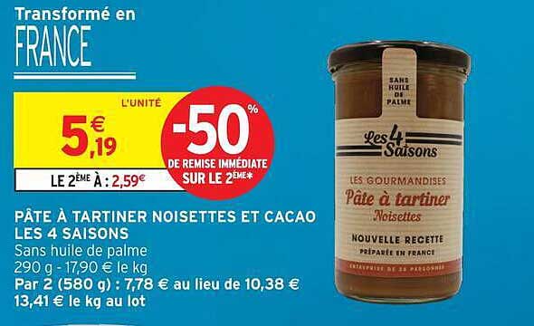 Les 4 Saisons Pâte à tartiner Noisettes