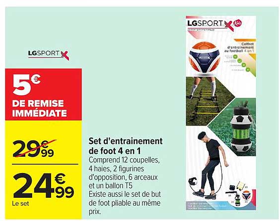 LGSPORT Set d'entraînement de foot 4 en 1