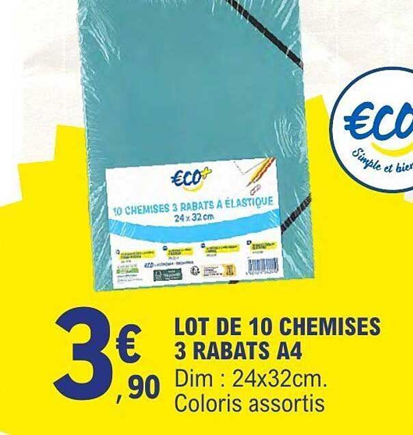 LOT DE 10 CHEMISES 3 RABATS A4
