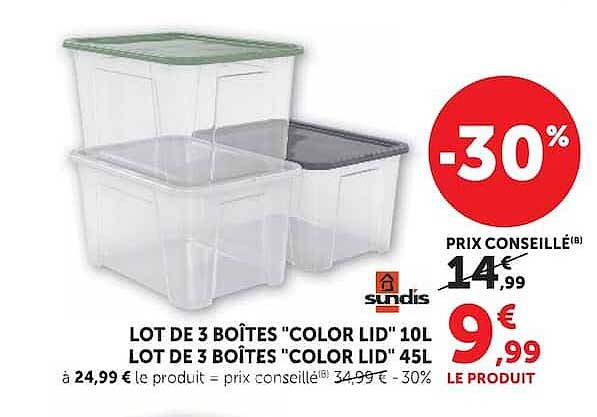 LOT DE 3 BOÎTES "COLOR LID