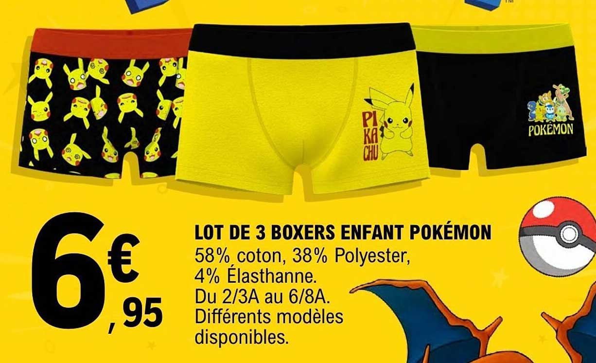 LOT DE 3 BOXERS ENFANT POKÉMON