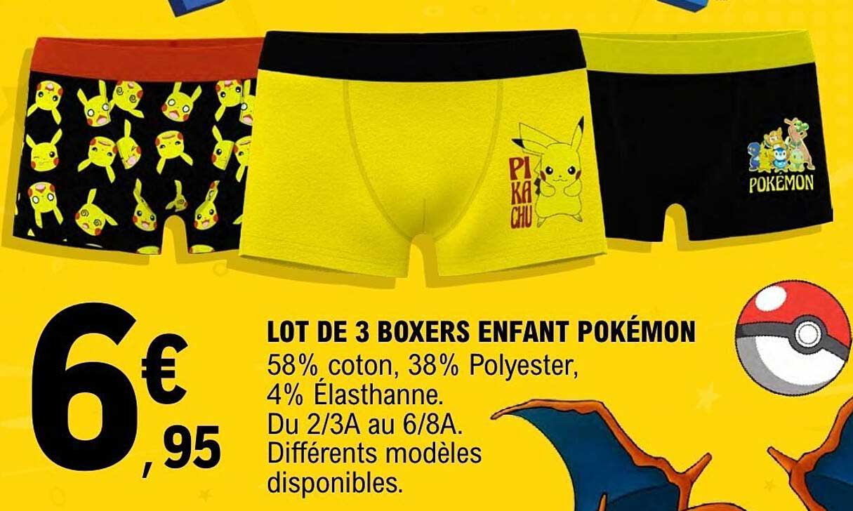 LOT DE 3 BOXERS ENFANT POKÉMON