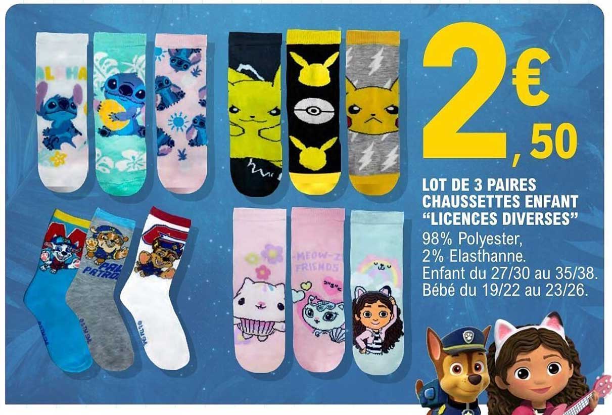 LOT DE 3 PAIRES CHAUSSETTES ENFANT