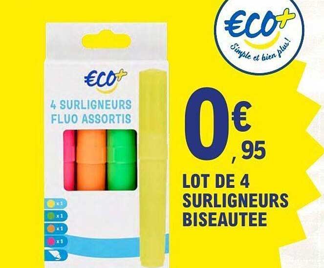 LOT DE 4 SURLIGNEURS BISEAUTEE