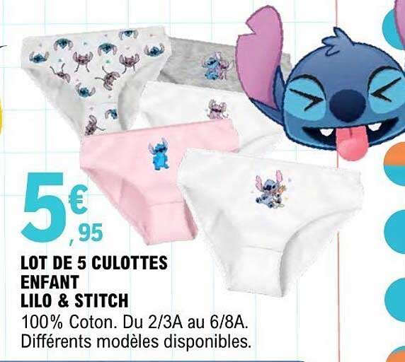 LOT DE 5 CULOTTES ENFANT LILO & STITCH