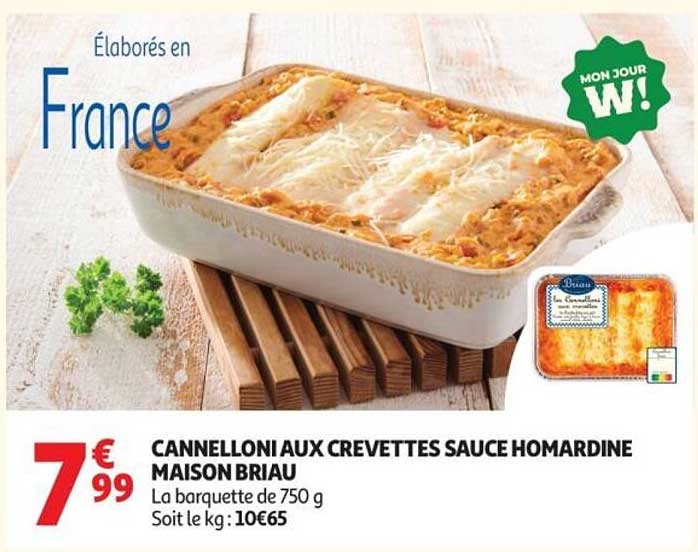 Maison Briau Cannelloni aux crevettes sauce homardine
