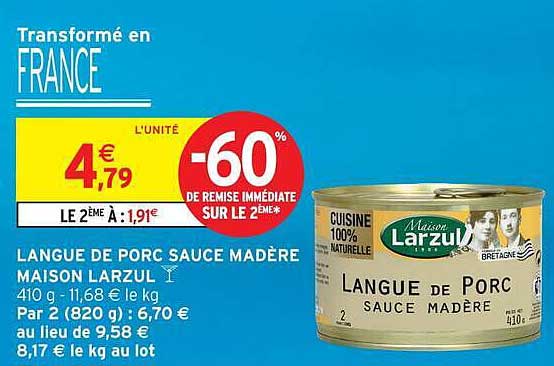 Maison Lardzul Langue de Porc Sauce Madère