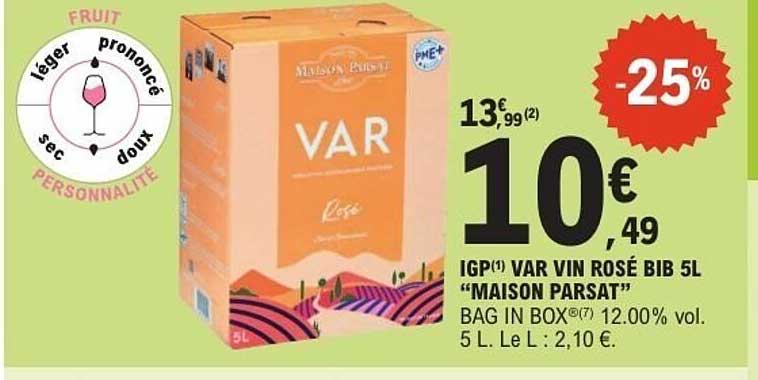 MAISON PARSAT VAR VIN ROSÉ BIB 5L