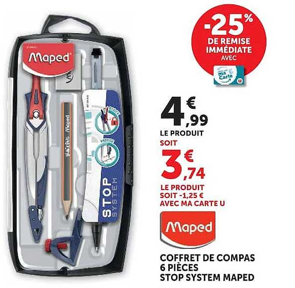 Maped Coffret de compas 6 pièces STOP SYSTEM Maped