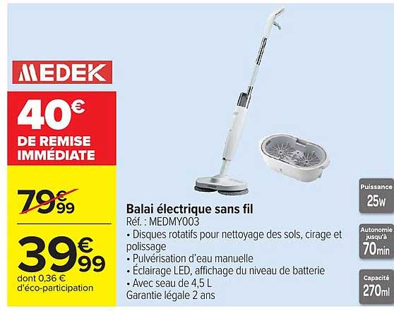 MEDEK Balai électrique sans fil