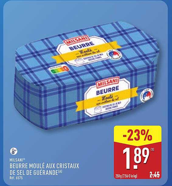 Milsani Beurre moulé aux cristaux de sel de Guérande