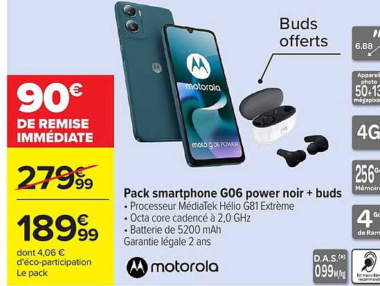 Motorola G06 power noir + buds