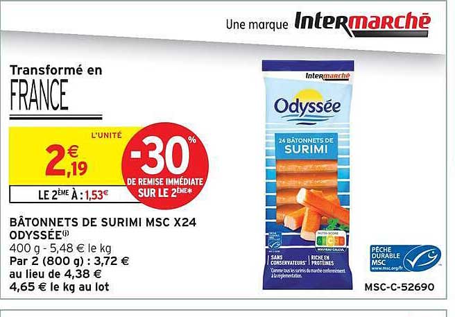 Odyssée BÂTONNETS DE SURIMI MSC X24