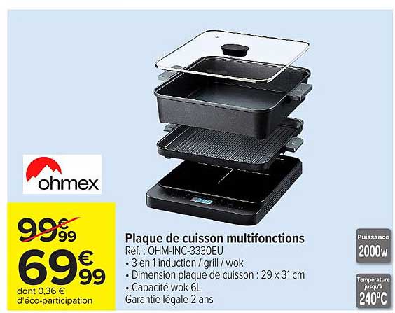 Ohmex Plaque de cuisson multifonctions