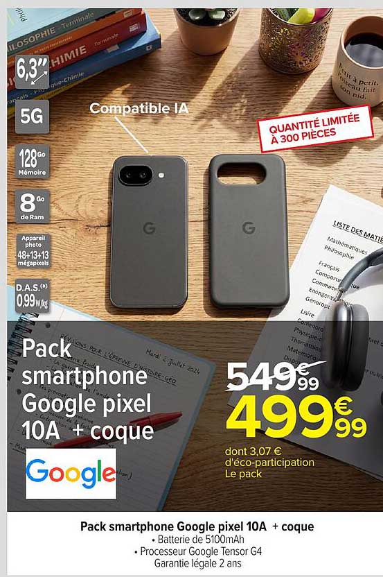 Pack smartphone Google pixel 10A + coque