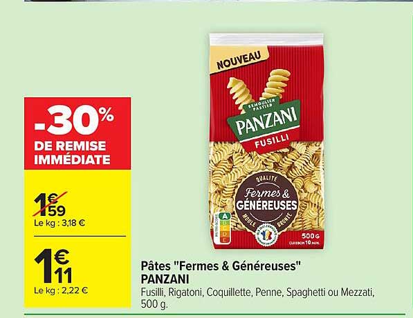 Panzani Pâtes Fermes & Généreuses