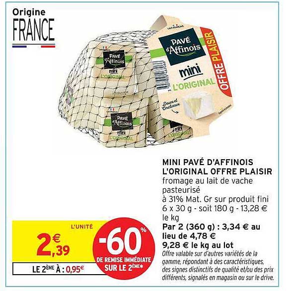Pavé d'Affinois mini L'ORIGINAL OFFRE PLAISIR
