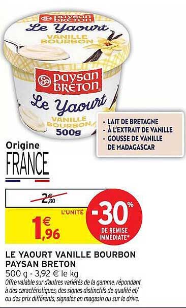 Paysan Breton Le Yaourt Vanille Bourbon