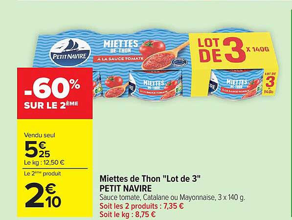 PETIT NAVIRE Miettes de Thon "Lot de 3