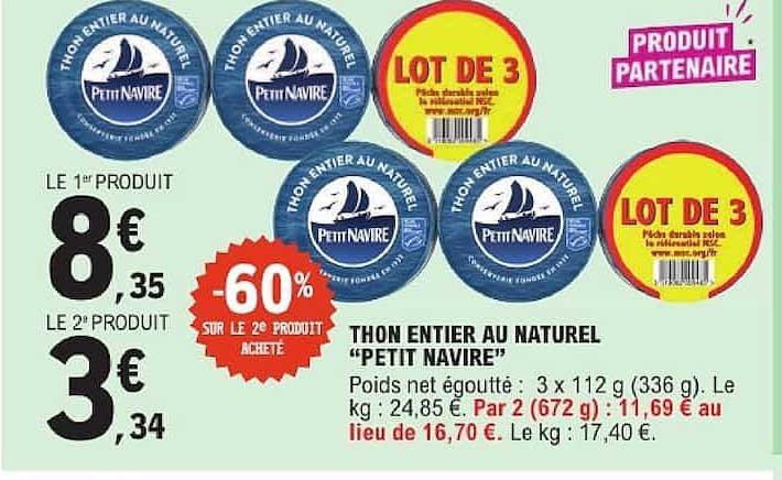 Petit Navire Thon entier au naturel