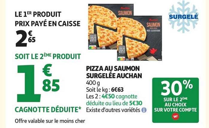 Pizza au saumon surgelée Auchan