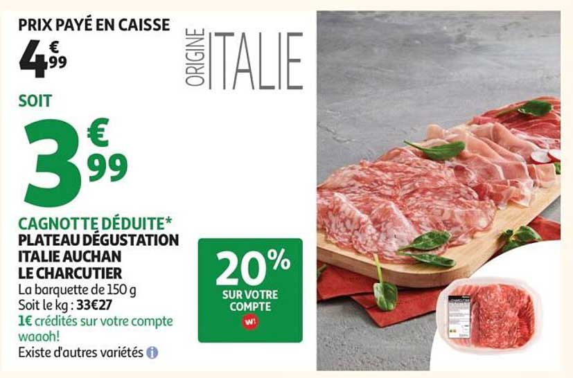 Plateau dégustation Italie Auchan Le Charcutier