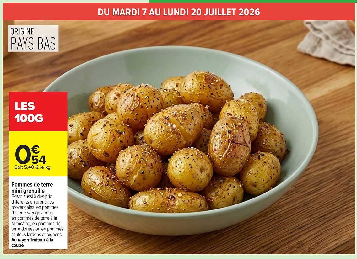 Pommes de terre mini grenailles