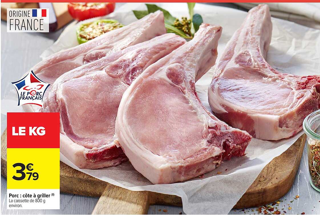 Porc : côte à griller
