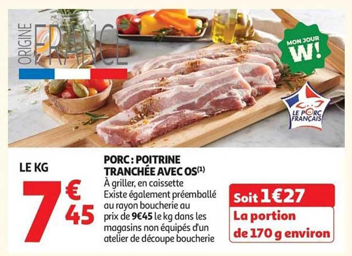 PORC: POITRINE TRANCHÉE AVEC OS