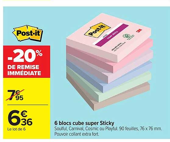Post-it 6 blocs cube super Sticky